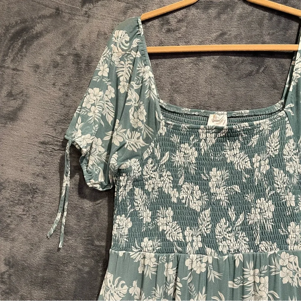 Siren Lily Women Petite XL Maxi Floral Dress Smocked Tiered Lined Boho Resort - Picture 4 of 15